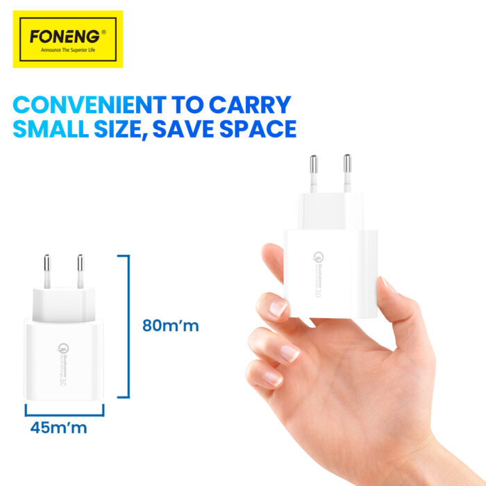 CARICATORE DA RETE FONENG EU46 - USB - 18W 3A CON CAVO DA USB A MICRO USB BIANCO - immagine 4